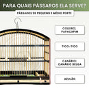 Kit com Duas Gaiolas Baianinha de Coleiro 37cm Passeio Madeira com Cocho Alumínio Passarinhos