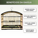 Kit com Duas Gaiolas Baianinha de Coleiro 37cm Passeio Madeira com Cocho Alumínio Passarinhos