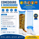 Kit Comedouro Automático de Sementes 120ml + Bebedouro Automático 100ml para Pássaros