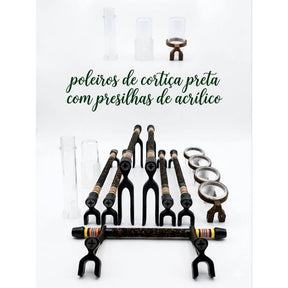 Kit Poleiro De Regulagem Coleiro Cortiça preta.