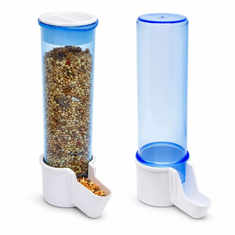 Kit Comedouro Automático de Sementes 120ml + Bebedouro Automático 100ml para Pássaros