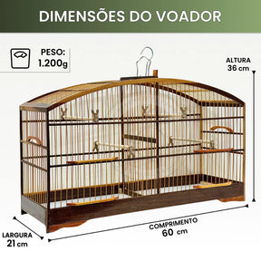 Voador Arcado Rústico com Uma Divisória Motel para Papacapim Coleiro Gaiola Voadeira Madeira Fibra