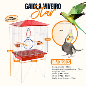 Viveiro para Calopsitas Agapórnis Completo C/ Pé e Acessórios Aves Mansas Promoção Envio Imediato