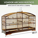 Voador Arcado Rústico com Uma Divisória Motel para Papacapim Coleiro Gaiola Voadeira Madeira Fibra