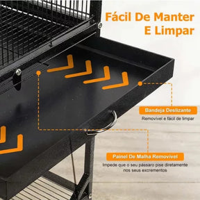Gaiola Para Pássaros Com Fios De Metal , Clarabóia Grande , Doméstica Interativa Periquitos Pequenos A Médios , Calopsit